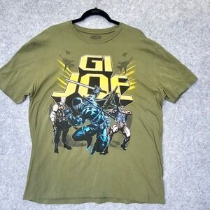 80s Snake Eyes T Shirt Mens Large Green‎ GI JOE Logo Tee Military Comic Nerdcore